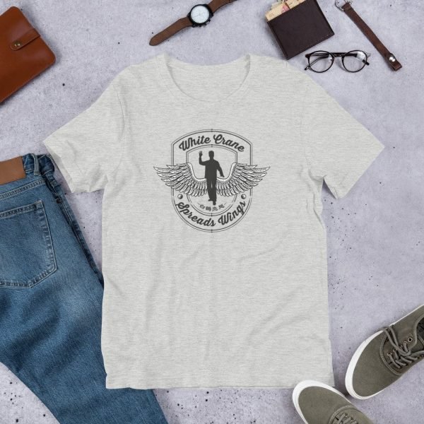 unisex-staple-t-shirt-athletic-heather-front-614837db46b97.jpg Tai Chi White Crane Spreads Wings T-Shirt
