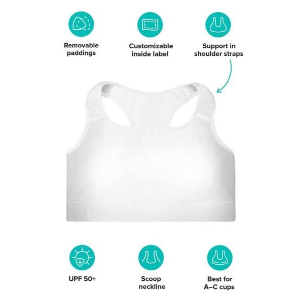 Tai Chi White Crane Spreads Wings Padded Sports Bra
