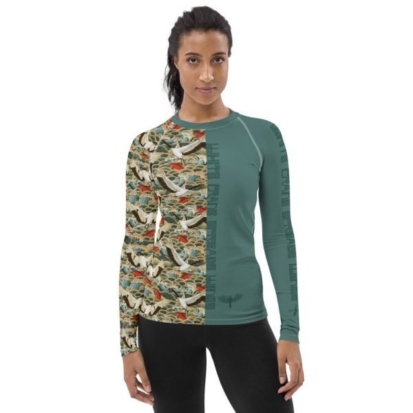all-over-print-womens-rash-guard-white-front-6248162b8749c.jpg Tai Chi White Crane Spreads Wings Women's Rash Guard