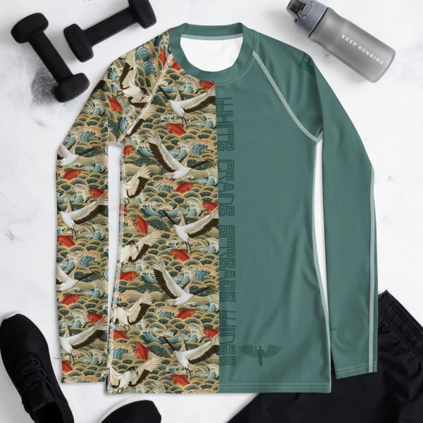 all-over-print-womens-rash-guard-white-front-624816f7defdb Tai Chi White Crane Spreads Wings Women's Rash Guard