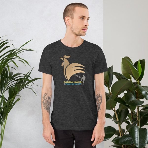 unisex-staple-t-shirt-dark-grey-heather-front-62b54a3b40cc5.jpg Tai Chi Golden Rooster Stands On One Leg Unisex T-Shirt