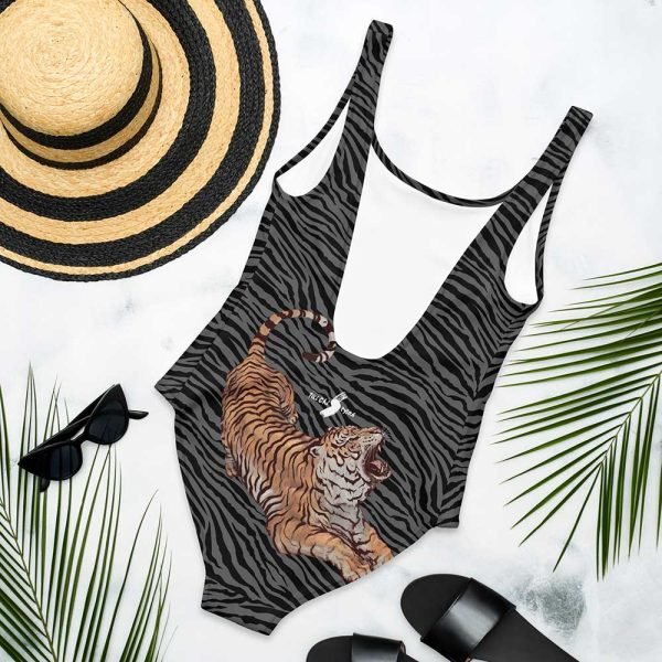 all-over-print-one-piece-swimsuit-white-back-62ccf6f64b092 Tai Chi Striking Tiger One-Piece Swimsuit