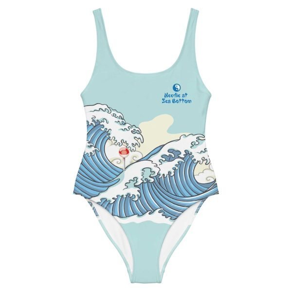all-over-print-one-piece-swimsuit-white-front-62c288541687d Tai Chi Needle at Sea Bottom One-Piece Swimsuit