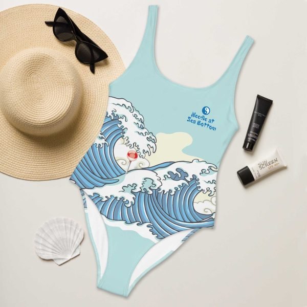 all-over-print-one-piece-swimsuit-white-front-62c2885416941 Tai Chi Needle at Sea Bottom One-Piece Swimsuit