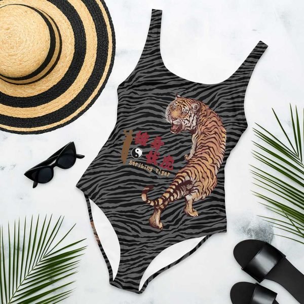 all-over-print-one-piece-swimsuit-white-front-62ccf6f64ab14 Tai Chi Striking Tiger One-Piece Swimsuit