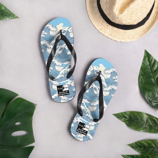 sublimation-flip-flops-white-lifestyle-2-62e0ef36bdc2b Tai Chi Needle At Sea Bottom Flip Flops