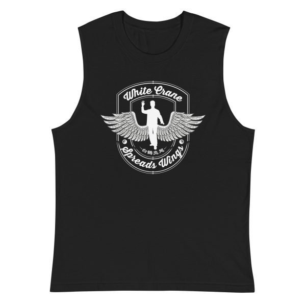 unisex-muscle-shirt-black-front-62cba4397a16e.jpg Tai Chi White Crane Spreads Wings Unisex Tank Top