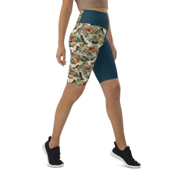 all-over-print-biker-shorts-white-right-front-62f5f487213e6 Tai Chi White Crane Spreads Wings Biker Shorts