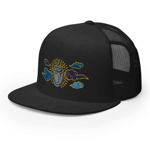 5-panel-trucker-cap-black-left-front-65cc6513132b4.jpg Tai Chi Cloud Hand Embroidered 5-Panel Trucker Cap