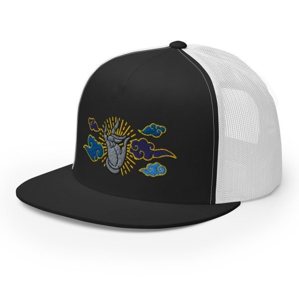 5-panel-trucker-cap-black-white-left-front-65cc65131316a.jpg Tai Chi Cloud Hand Embroidered 5-Panel Trucker Cap