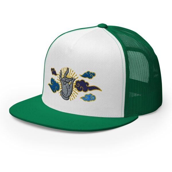 5-panel-trucker-cap-kelly-white-kelly-left-front-65cc651313cd8.jpg Tai Chi Cloud Hand Embroidered 5-Panel Trucker Cap
