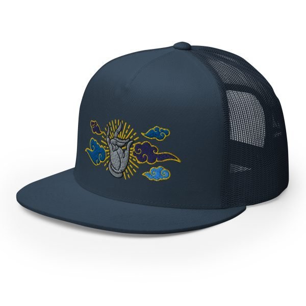 5-panel-trucker-cap-navy-left-front-65cc651313405.jpg Tai Chi Cloud Hand Embroidered 5-Panel Trucker Cap