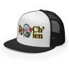 5-panel-trucker-cap-black-white-black-left-front-65ea75dd31f42.jpg I Ching Hexagram Embroidered 5-Panel Trucker Cap