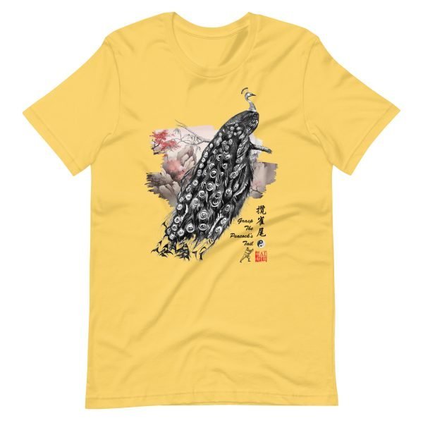 unisex-staple-t-shirt-yellow-front-6625c2bc5dfa7.jpg Tai Chi T-Shirt Grasp The Peacock’s Tail
